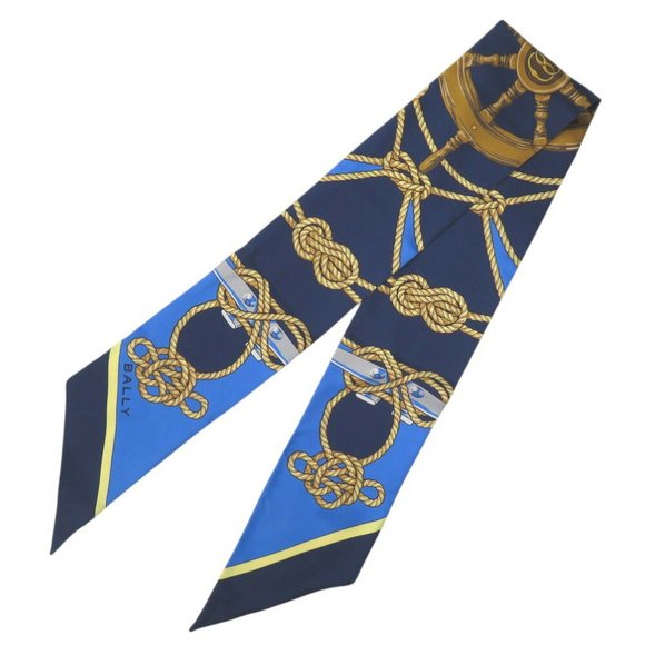 Bally Marine Print Scarf/Muffler Silk Blue Nautical Print L7BA652F/U577 ...